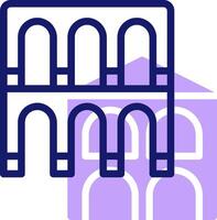 A purple and white icon of a building with arches vector