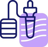 A purple and white icon of a device connected to a tube vector