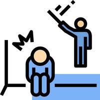 A man is pointing at a person who is sitting on the floor vector