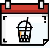A calendar with a drink and straw vector