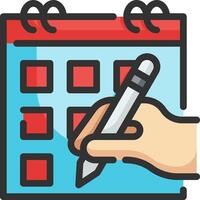 Hand writing on a calendar icon vector