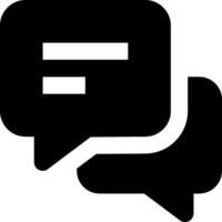 A black and white icon of two speech bubbles vector