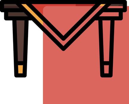 A table with a red cloth on it vector