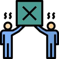 Two people holding up a sign with a cross on it vector