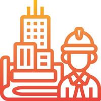 A man in a hard hat and a building in the background vector