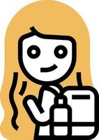 A cartoon girl with a backpack and a suitcase vector