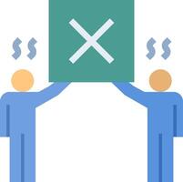 Two people holding up a sign with an x on it vector