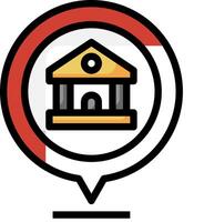 A bank building icon with a red circle vector