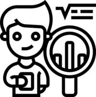 A man holding a magnifying glass and a magnifying glass icon vector