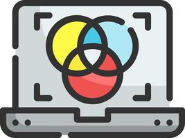 A laptop with a colorful image of three circles vector