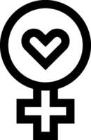A female symbol with a heart in the middle vector