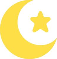 A yellow crescent with a star on it vector