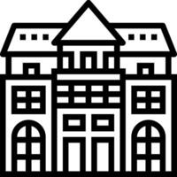 A black and white illustration of a building vector