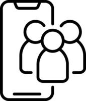 A smartphone with people in it and a phone icon vector