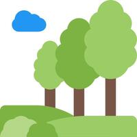 A flat illustration of trees and clouds vector
