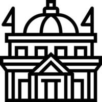 A black and white image of a building with flags vector