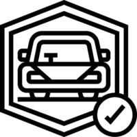 A black and white icon of a car with a check mark vector