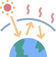 A globe with arrows pointing to the sun and the earth vector