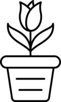 Flower pot with tulip coloring page vector