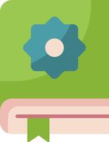 A green book with a blue flower on it vector