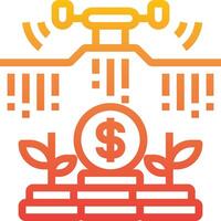 A dollar sign and a coin on top of a stack of money vector