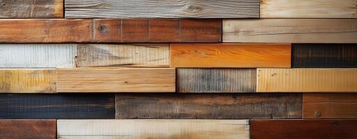 Close-up of rustic wooden planks with varying shades and textures, perfect for design backgrounds photo