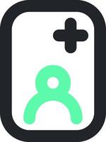 A green and black icon with a plus sign vector
