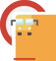 A bus is sitting in a red circle vector