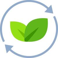 A green leaf in a circle with arrows pointing to it vector