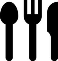A black and white image of a fork, spoon and knife vector