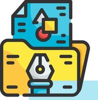 A folder with a pen and paper on top vector