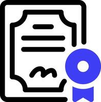 A certificate with a blue ribbon on it vector