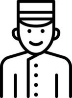 A black and white icon of a man in uniform vector