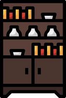 A cabinet with bottles and jars on it vector