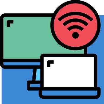 A computer and a wifi symbol vector