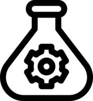 A black and white image of a flask with a gear inside vector
