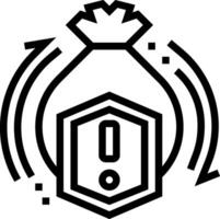 A black and white logo with a bag and a sign vector