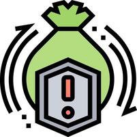 A green bag with a red exclamation mark on it vector