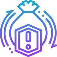 A purple and blue icon with a bag and a sign that says money vector