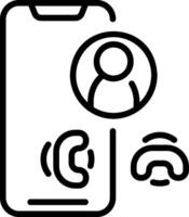 A phone with a headset and a person on the screen vector