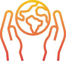 Hands holding a globe with orange and yellow colors vector