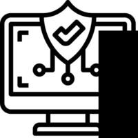 A computer monitor with a shield icon on it vector