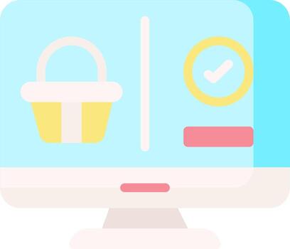 un computadora pantalla con un cesta y cheque marca vector