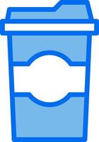 A blue and white container with a lid vector