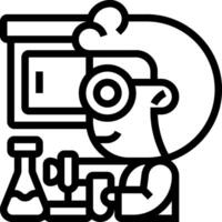 A black and white outline of a man in a lab coat vector