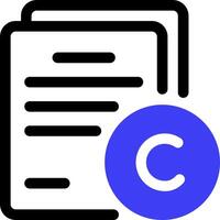 A document with a c in the middle and a blue circle vector