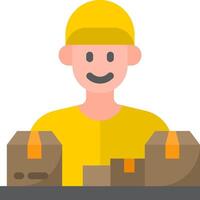 A man in a yellow hat is holding boxes vector