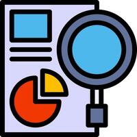 A magnifying glass and a pie chart vector