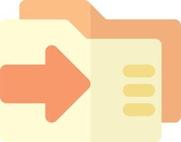 An orange folder with an arrow pointing to it vector