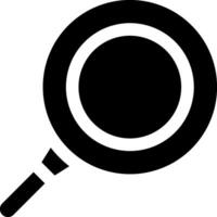 A black and white icon of a magnifying glass vector